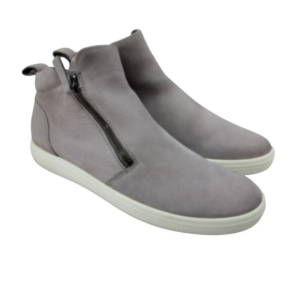 Ecco Soft 7 Zip Ankle Boots Booties Size 41 US 10-10.5 Gray Nubuck Comfort - Picture 1 of 13